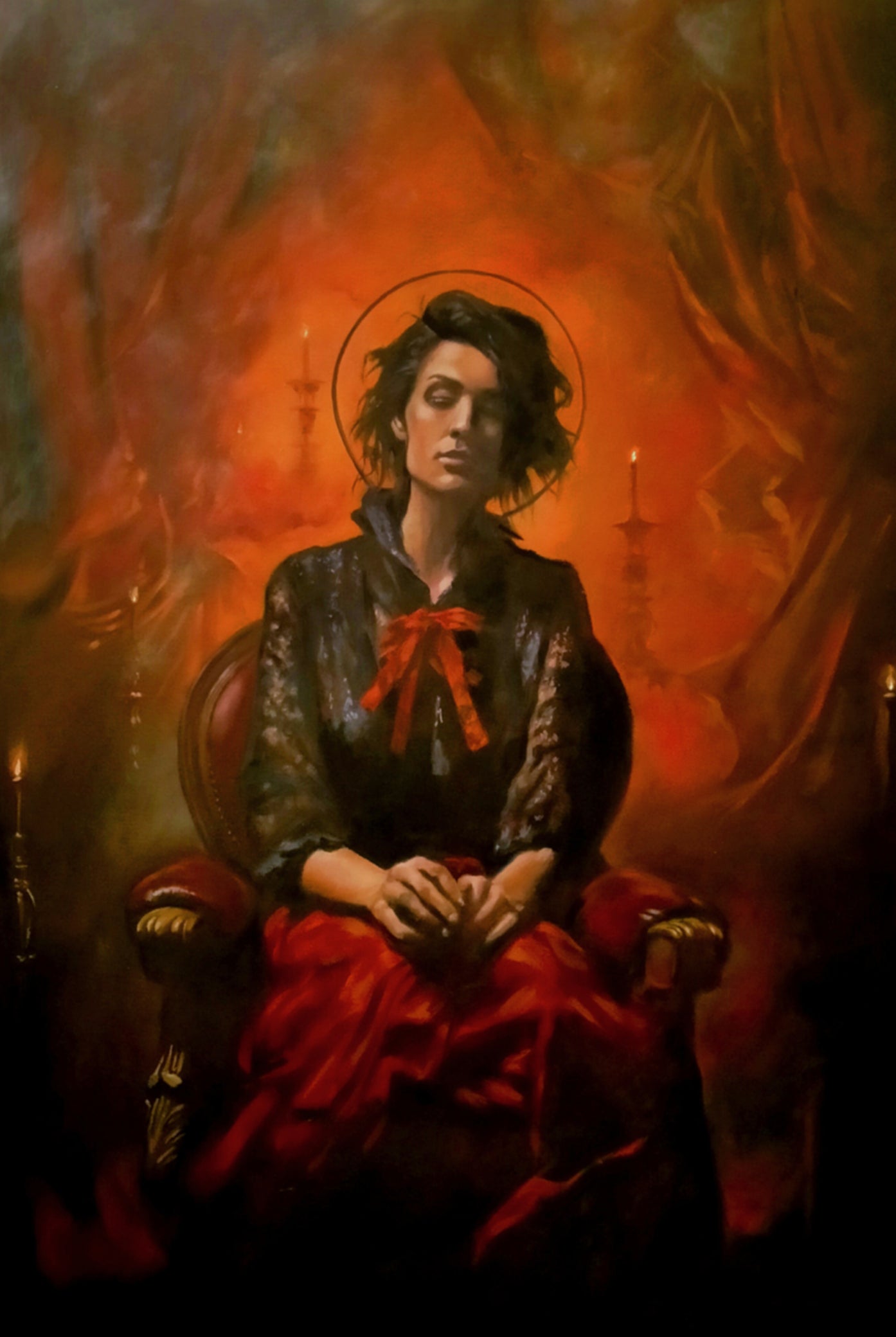 'Contemplatio In Luce Candalae' original artwork, unframed, oil on canvas 60x90cm